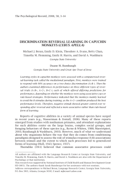 Discrimination Reversal Learn ing in Capu chin Monkeys