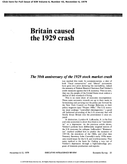 Britain Caused the 1929 Crash - Executive Intelligence Review
