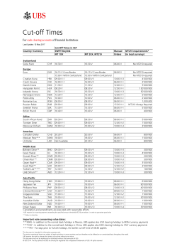 Cut-Off Times Cash Clearing Nostro Bank List