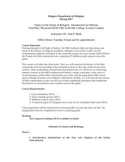 01:840:394:02 Topics in the Study of Religion: Introduction to Sikhism