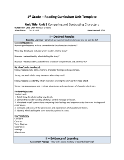 1st Grade – Reading Curriculum Unit Template