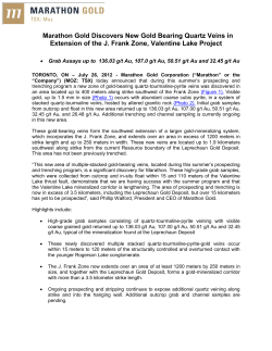 Marathon Gold Discovers New Gold Bearing Quartz Veins in