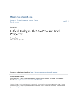 Difficult Dialogue: The Oslo Process in Israeli Perspective