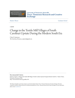 Change in the Textile Mill Villages of South Carolina`s Upstate
