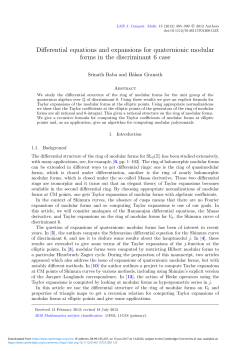 Differential equations and expansions for quaternionic modular
