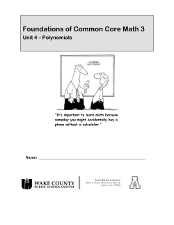 Unit 4 Polynomials