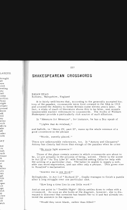 Shakespearean Crosswords - Digital Commons @ Butler University