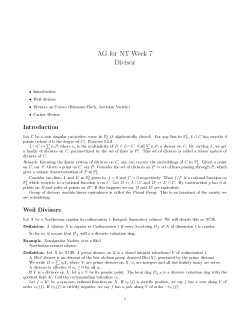 Introduction Weil Divisors