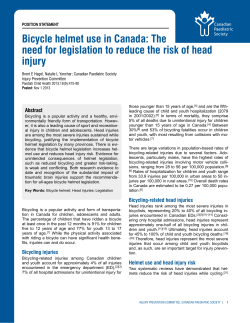 Bicycle helmet use in Canada: The need for legislation to reduce the