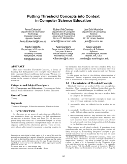 Putting Threshold Concepts into Context in Computer Science