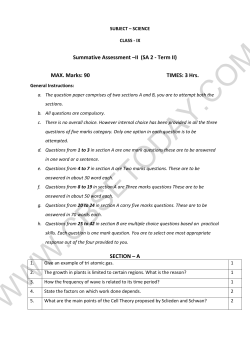 Summative Assessment &ndash;II (SA 2 - Term II) MAX. Marks: 90 TIMES: 3