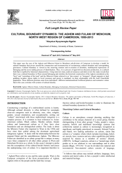 CULTURAL BOUNDARY DYNAMICS: THE AGHEM AND FULANI