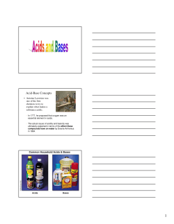 Acid-Base Concepts Acid-Base Concepts