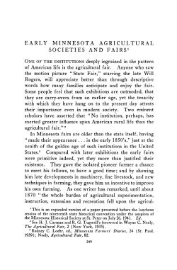 Early Minnesota agricultural societies and fairs.