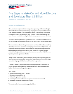 Five Steps to Make Our Aid More Effective and Save More Than $2