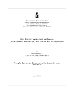 New Export Activities in Brazil: Comparative Advantage, Policy or