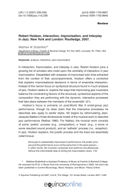 Robert Hodson, Interaction, Improvisation, and Interplay in Jazz