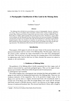 A Physiographic Classification of Rice Land in the Mekong Delta