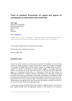 Trust in markets: Economies of regard and spaces of