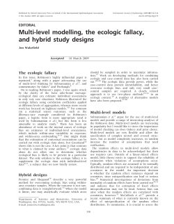 Multi-level modelling, the ecologic fallacy, and