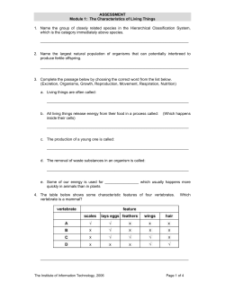 ASSESSMENT Module 1: The Characteristics of Living Things 1