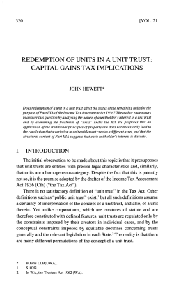 Hewett, John --- "Redemption of Units in a Unit Trust: Capital Gains