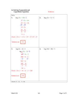 Math 102 6.6 Page 1 of 5 6.6 Solving Exponential and Logarithmic