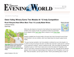 Owen Valley Winery Earns Two Medals At `12 Indy Competition