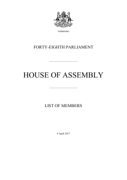 house of assembly - Parliament of Tasmania