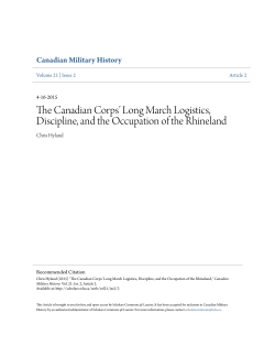 The Canadian Corps` Long March Logistics, Discipline, and the
