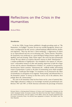 Reflections on the Crisis in the Humanities