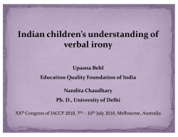 Indian children`s understanding of verbal irony