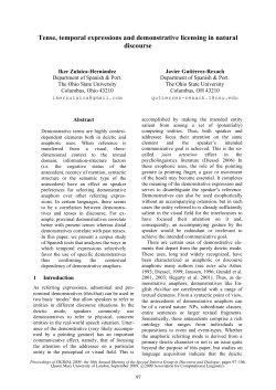 Tense, temporal expressions and demonstrative licensing