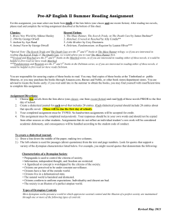 PreAPII Summer Reading File - Wentzville School District