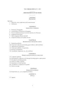 THE EMIGRATION ACT, 1983 ARRANGEMENT OF SECTIONS