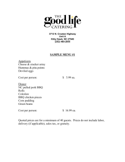 Good Life Catering Sample Menus
