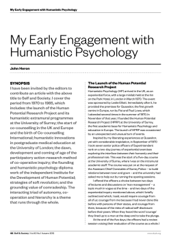 My Early Engagement with Humanistic Psychology