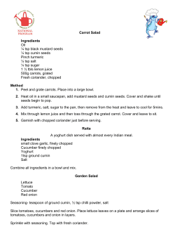 Carrot Salad Ingredients Oil &frac14; tsp black mustard seeds &frac14; tsp cumin