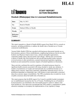 Hookah (Waterpipe) Use in Licensed Establishments