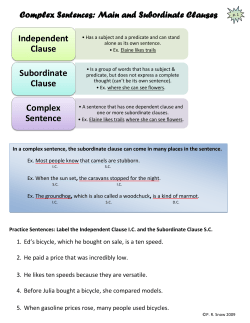 Independent Clause Subordinate Clause Complex