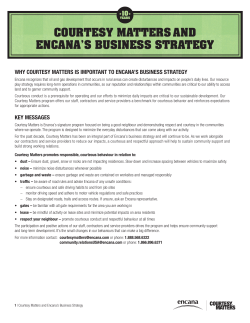 COURTESY MATTERS AND ENCANA`S BUSINESS STRATEGY