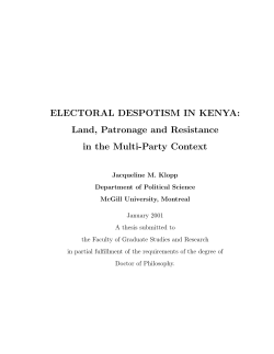 ELECTORAL DESPOTISM IN KENYA: Land, Patronage and