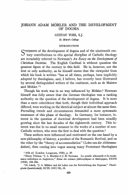 JOHANN ADAM MOHLER AND THE DEVELOPMENT OF DOGMA