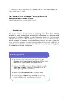 The discourse basis for lexical categories revisited: Nominalisation