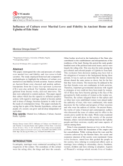 Influence of Culture over Marital Love and Fidelity in Ancient Rome