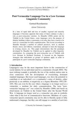 Post-Vernacular Language Use in a Low German Linguistic