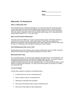 Name: Date: Matryoshka, The Nesting Doll