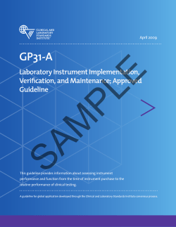 GP31-A: Laboratory Instrument Implementation, Verification, and