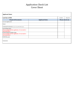 Application Check List Cover Sheet