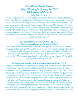 Jesus Drew Close to Sinners Gospel Reading for January 14, 2017